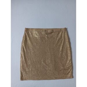 H&M Gold Metallic Textured Mini Skirt Womens L Party Cocktail Shimmer Skirt